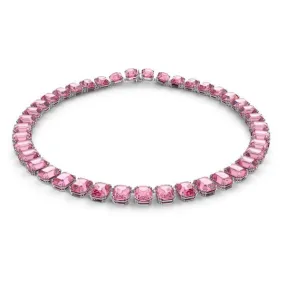 MILLENIA PINK ALL AROUND NECKLACE, OCTAGON CUT, RHODIUM PLATED