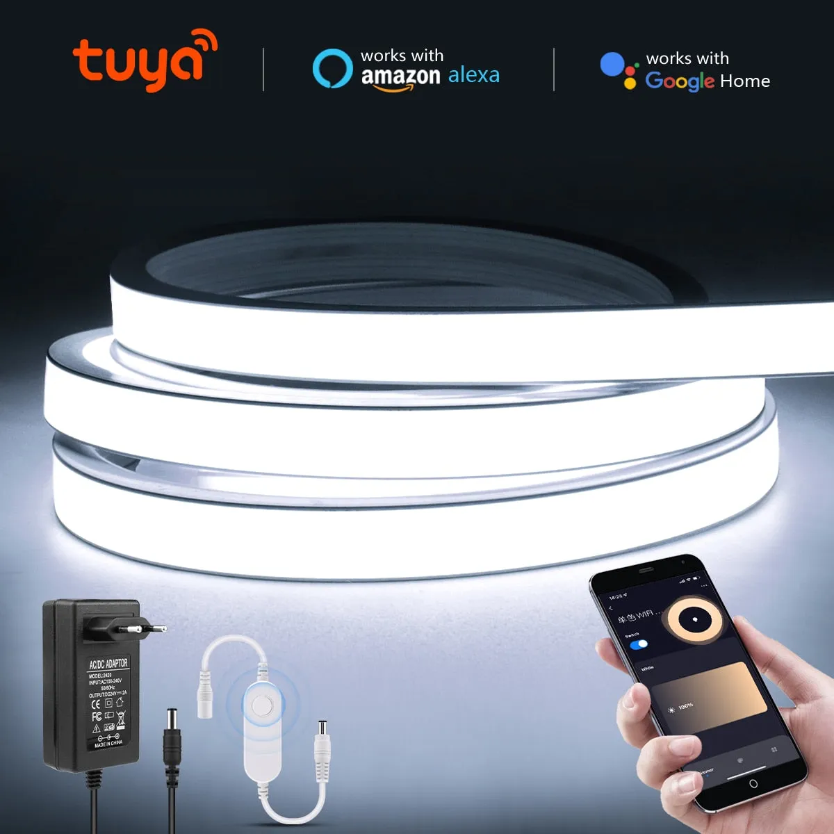 Neon 24V LED Strip with Tuya Smart WiFi APP Voice Control