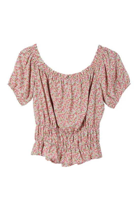 Off-Shoulder Pink Floral Top