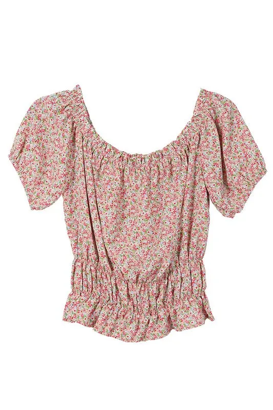 Off-Shoulder Pink Floral Top