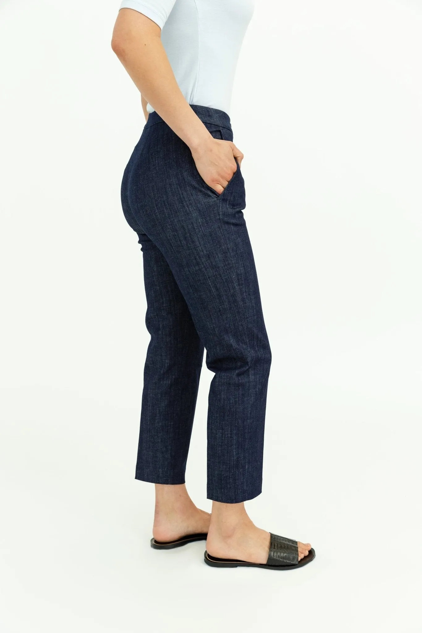 PEYTON ANGLE POCKET TROUSER IN STRETCH DENIM