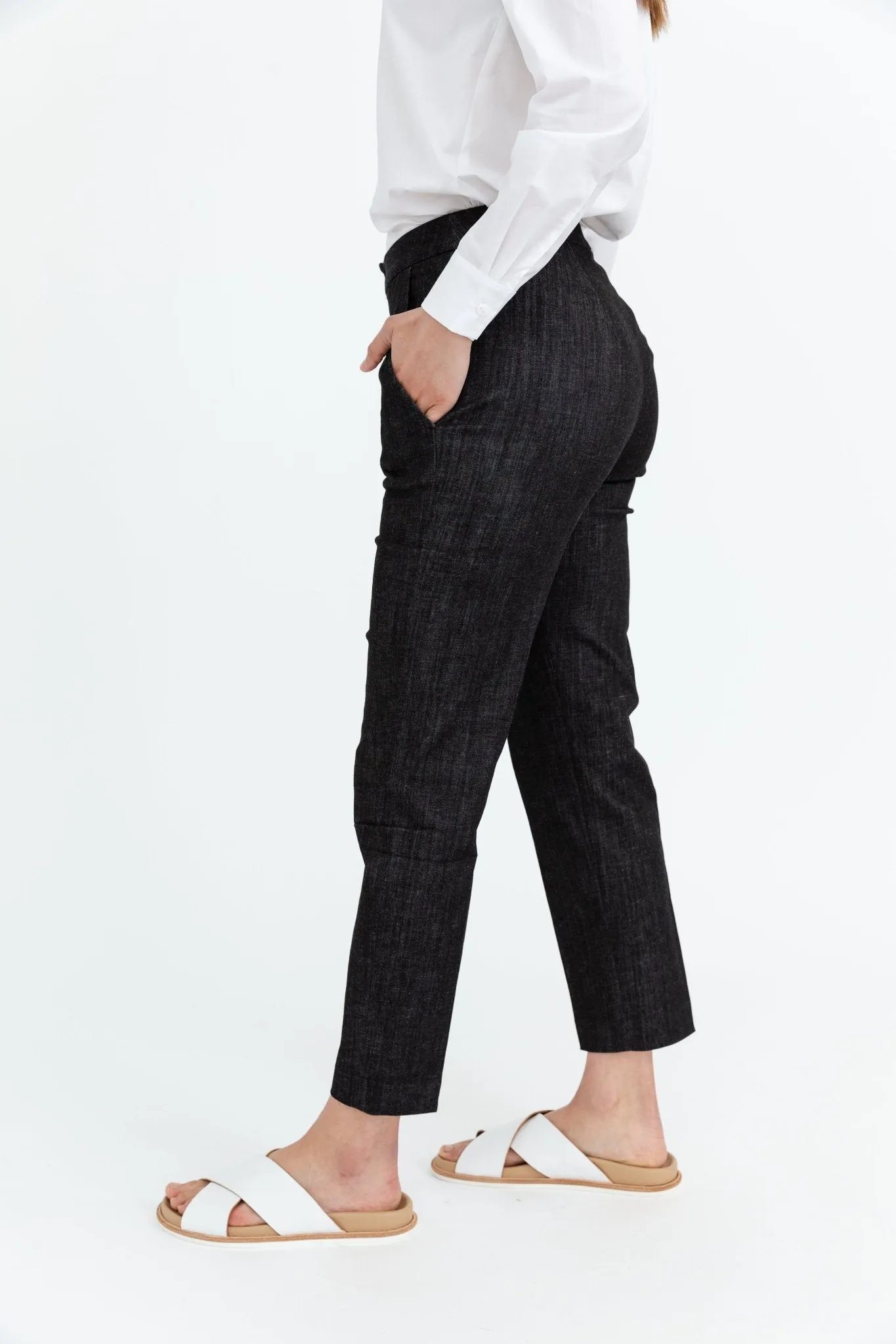 PEYTON ANGLE POCKET TROUSER IN STRETCH DENIM