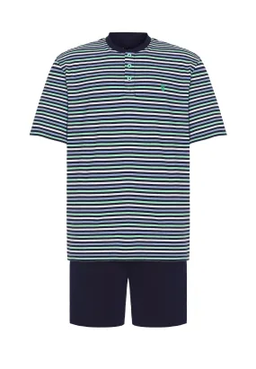 Pijama Hombre Corto Tapeta Punto Rayas - Verde 3035_40