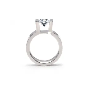 RG074W B.Tiff Round Stainless Steel Solitaire Engagement Ring