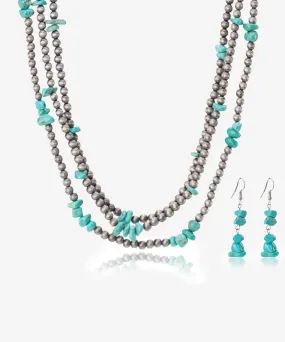 Rustic Couture's Beaded Layered Necklace Earrings Set