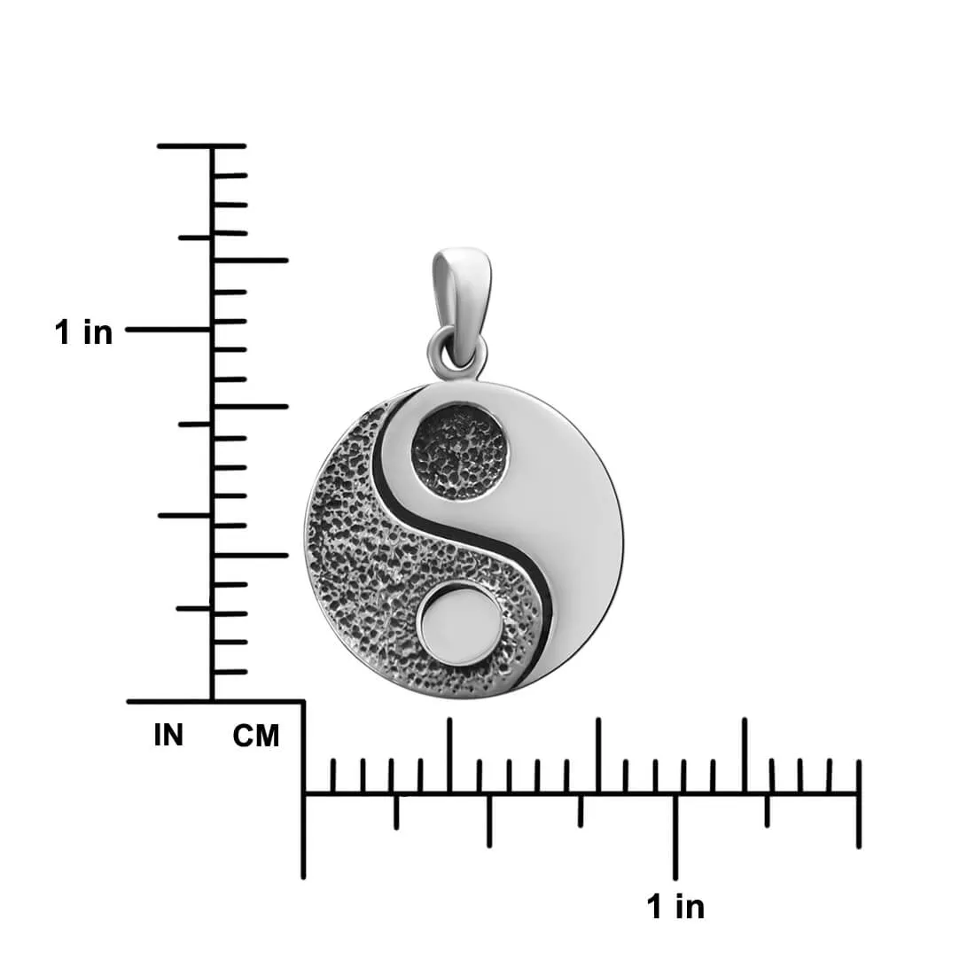 Sterling Silver Yin Yang Pendant Necklace, 18"