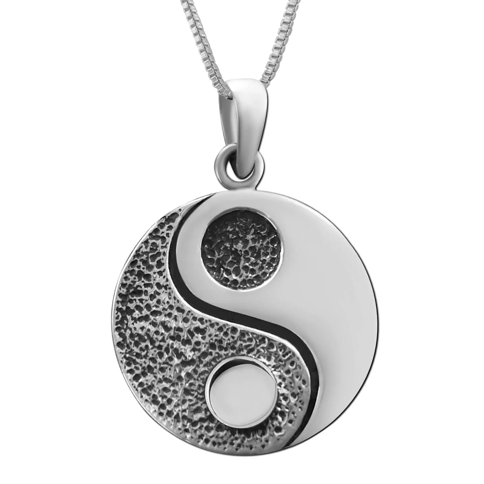 Sterling Silver Yin Yang Pendant Necklace, 18"