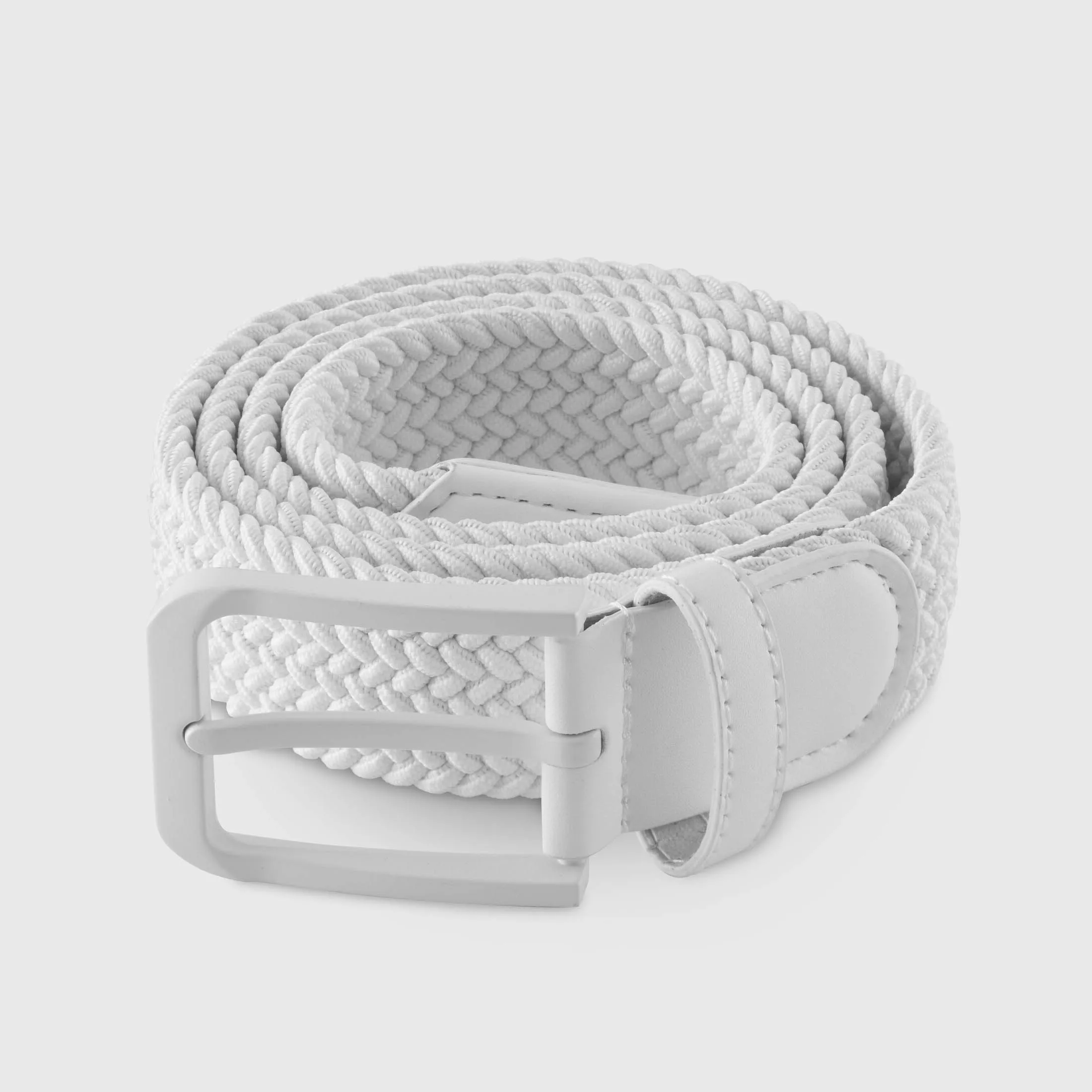 WHITE WOVEN STRETCH BELT