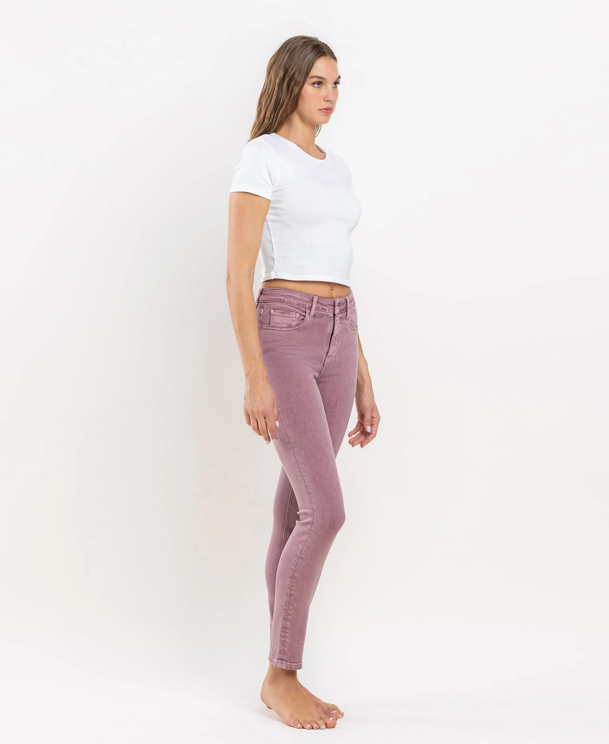 Wistful Mauve - High Rise Ankle Skinny Jeans