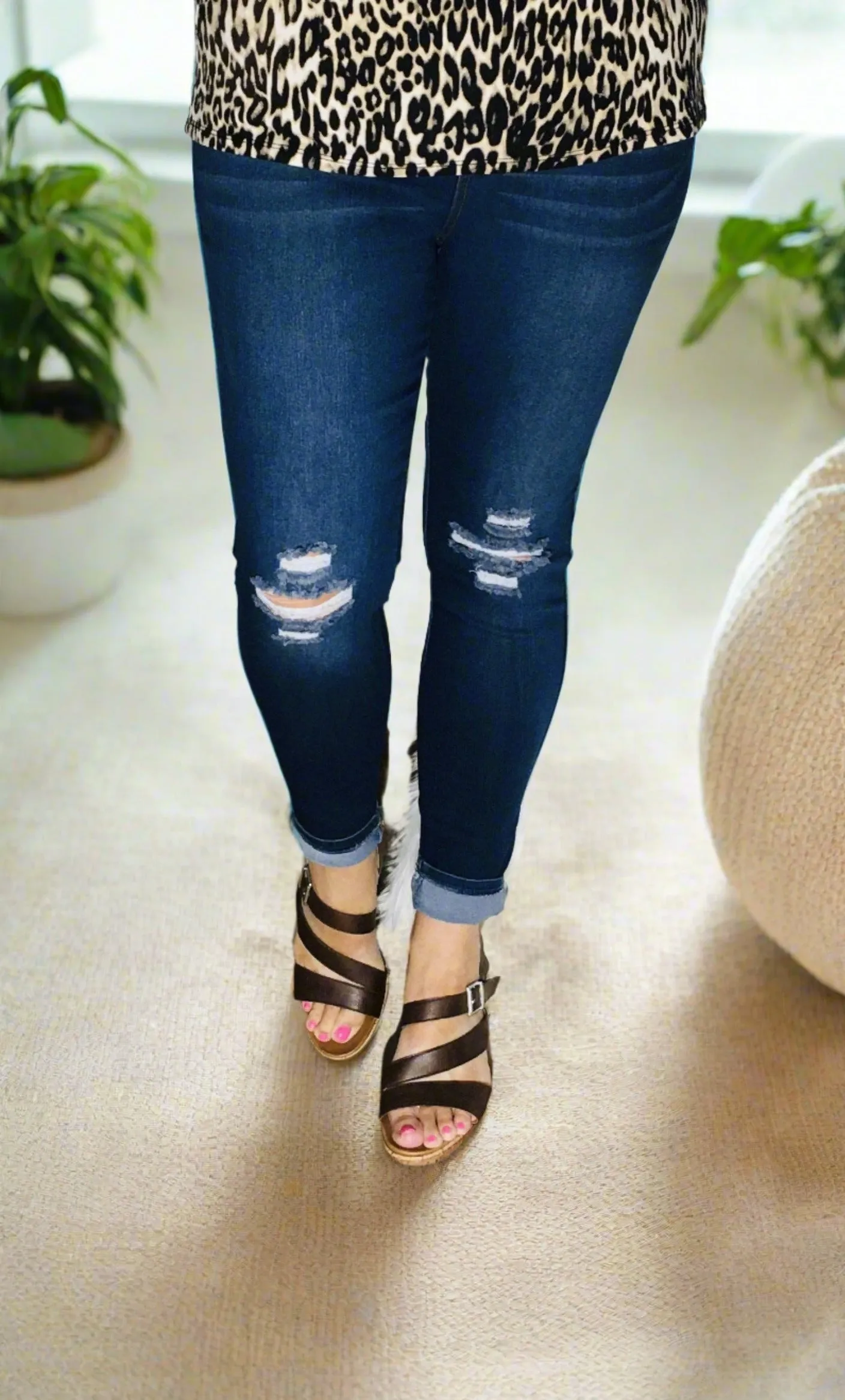 Womens Ripped Jeans, Distressed Jean Jeggings, Plus Sizes 1xl/2xl/3xl, Dark Wash